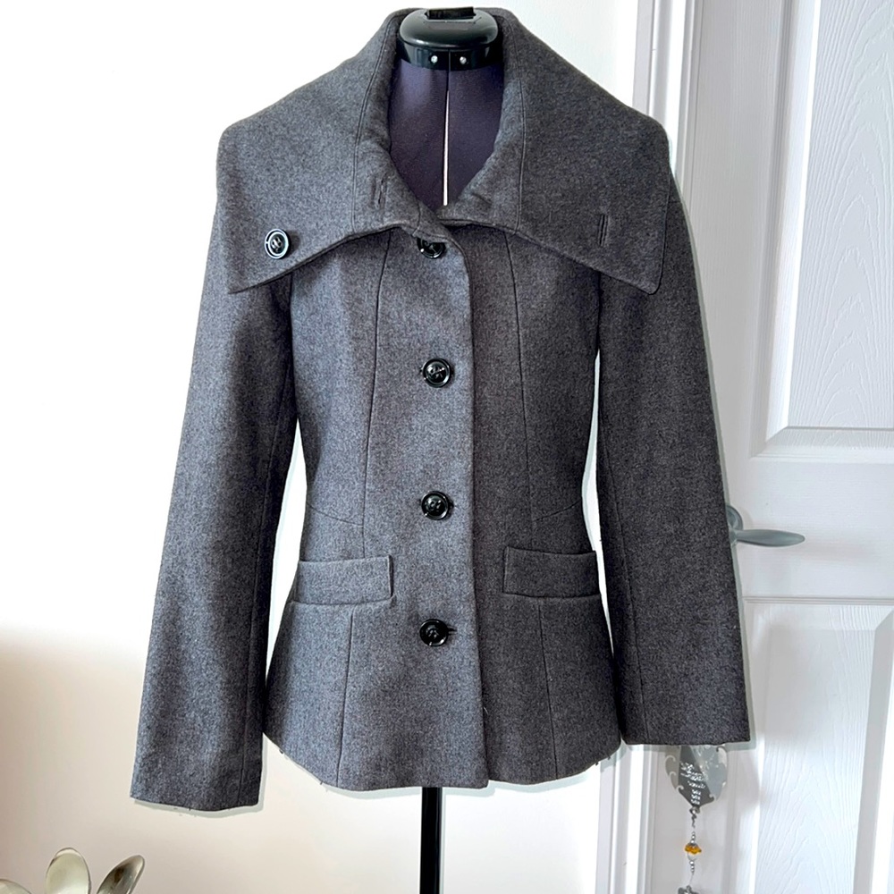 Front button wool blend winter dress coat